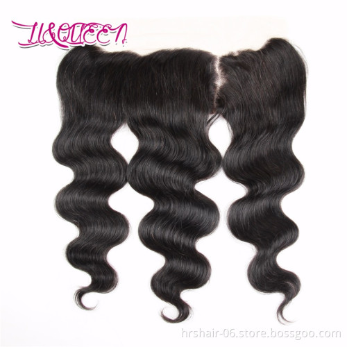 human hair wigs cuticle aligned Indian human hair black body wave 13x4 closure